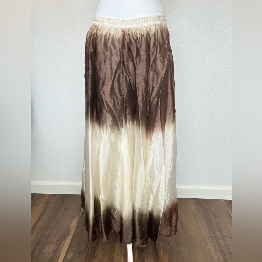 Anii by Natural Dip Dye Brown/Cream Maxi Skirt Size Medium